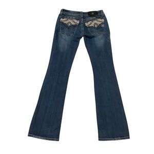 Miss Me Women’s Boot Cut Jeans Size 27 Blue Embellished Pockets